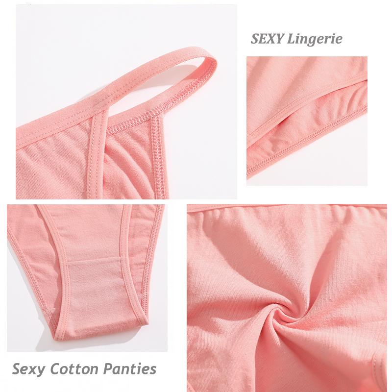 FINETOO 5 ks/Sada Dámské Tanga Bavlněný Rozkrok Kalhotky Nízký Pas G-String Sexy Neviditelné T-back Kalhotky Prodyšné Bezešvé Spodní Prádlo
