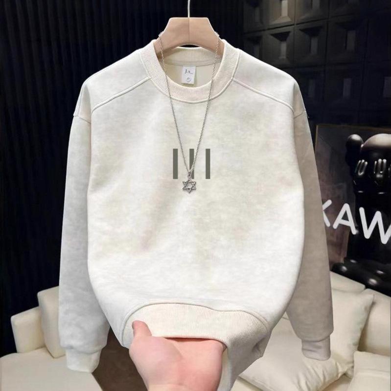 Men s Korean Style Tie-Dye Round Neck Hoodie with Patchwork Design - Spring/Autumn Loose Fit XXXL