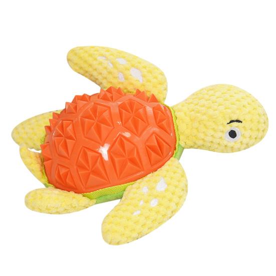 

Мягкая, прочная жевательная игрушка в форме черепахи, устойчивая к укусам, игрушка для чистки зубов для собак со встроенным звуком. оранжевый