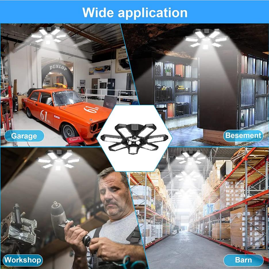 3/6/7 Adjustable Panel  Deformable LED Garage Light  LED Bulb Night Lamp for Workshop Warehouse Shop E26/E27 Ceiling Lighting