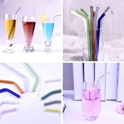 Reusable Drinking Glass Straws Heat and High Temperature Resistant Glass Straw Elbow for Smoothie Milkshakes Drinks 8mm*20cm