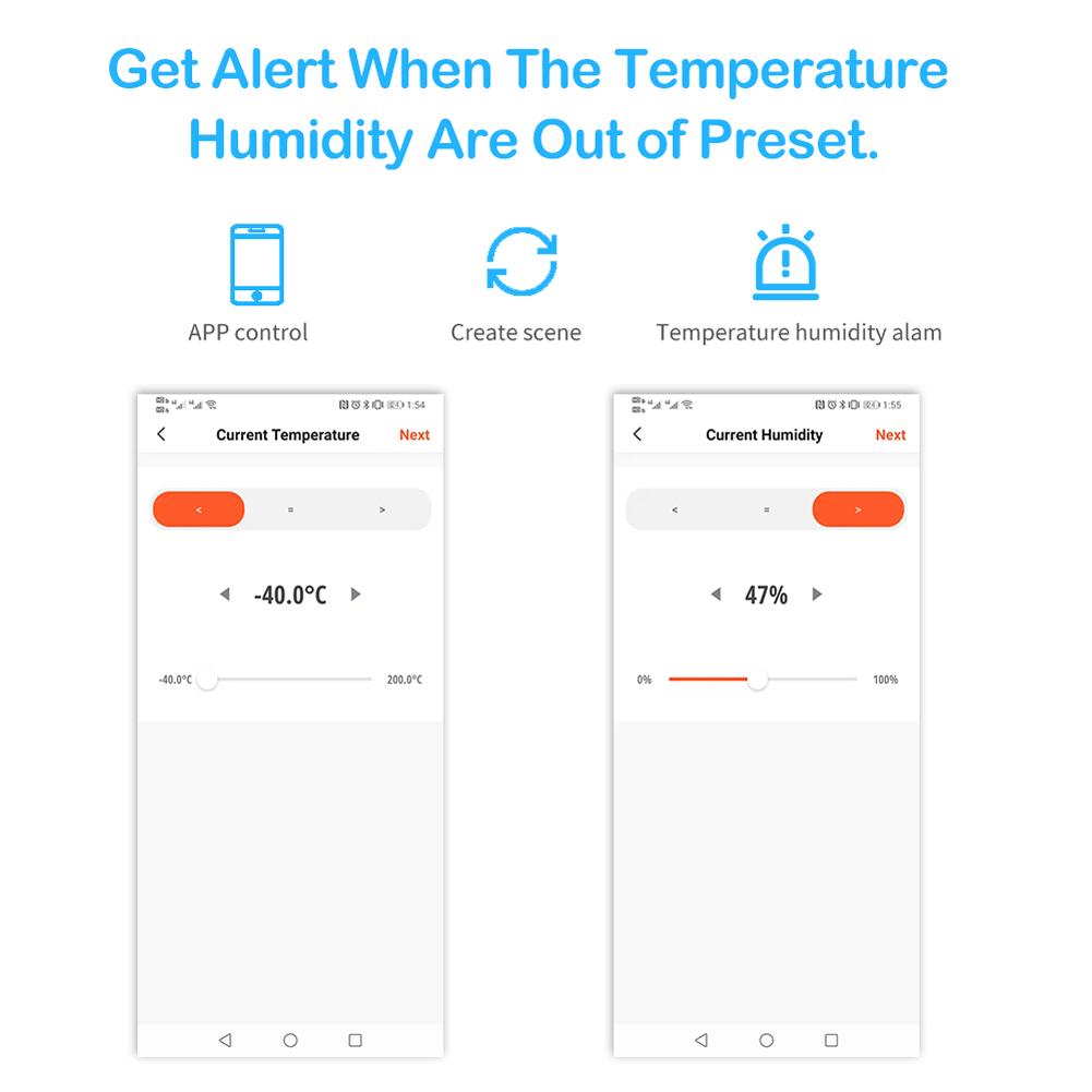 WiFi Temperature Humidity Detector LCD Display Sensors High Low Temperature Humidity Alarm Function Intelligent Home Indoor Detector Real-time