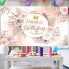 2D Watercolor Floral Happy Birthday Party Background Banner