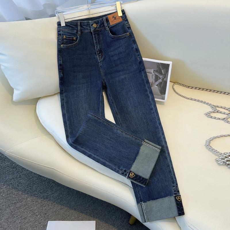 

Женские джинсы с высокой посадкой, маленького размера, в стиле ретро, прямого кроя - Коллекция осень/зима 2024 28 (105-115 jin recommended) синий