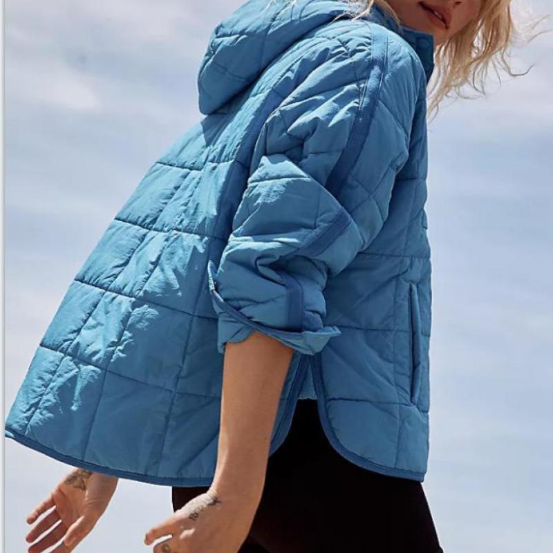 Damen Herbst und Winter Einfarbig Langarm Locker Lässig Kapuzenjacke Outdoor Sportjacke