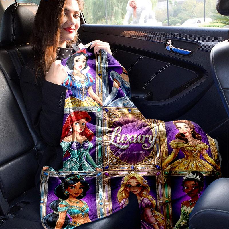 1pc Princesses Luxury Gowns Flannel Blanket Soft Warm Throw Blanket for Bedroom Living Room Bed Travel Camping Picnic Gift. M0722013
