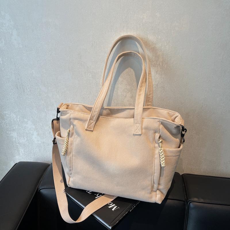 

Вельветовая сумка женская большой вместимости новая осенне-зимняя повседневная сумка-мессенджер из ткани для учебы, работы, сумка-тоут покинуть белый