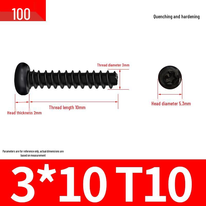 Black Zinc Plated M2 Pan Head Anti-Theft Hex Screws, Flat Tail, Self-Tapping