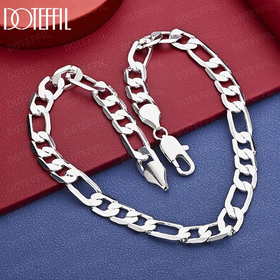 925 Sterling Silver Fashion 12mm Side Chain 16-30 Inch Necklace Wedding Jewelry