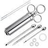 Meat  Syringe Kit StainlessSteel for Grill Turkey BBQ Seasoning Sauce Injection Flavor Needle CookingSyringe for Smoker Roast