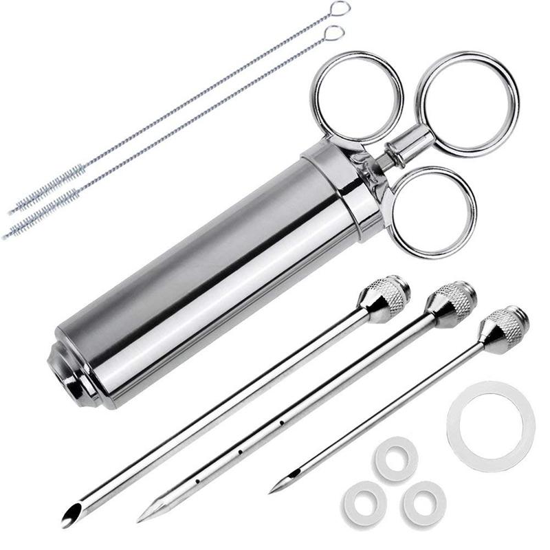 Meat  Syringe Kit StainlessSteel for Grill Turkey BBQ Seasoning Sauce Injection Flavor Needle CookingSyringe for Smoker Roast