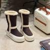 Muffin thick-soled two-wearing snow boots women's new winter velvet warm non-slip matte cowhide high boots
