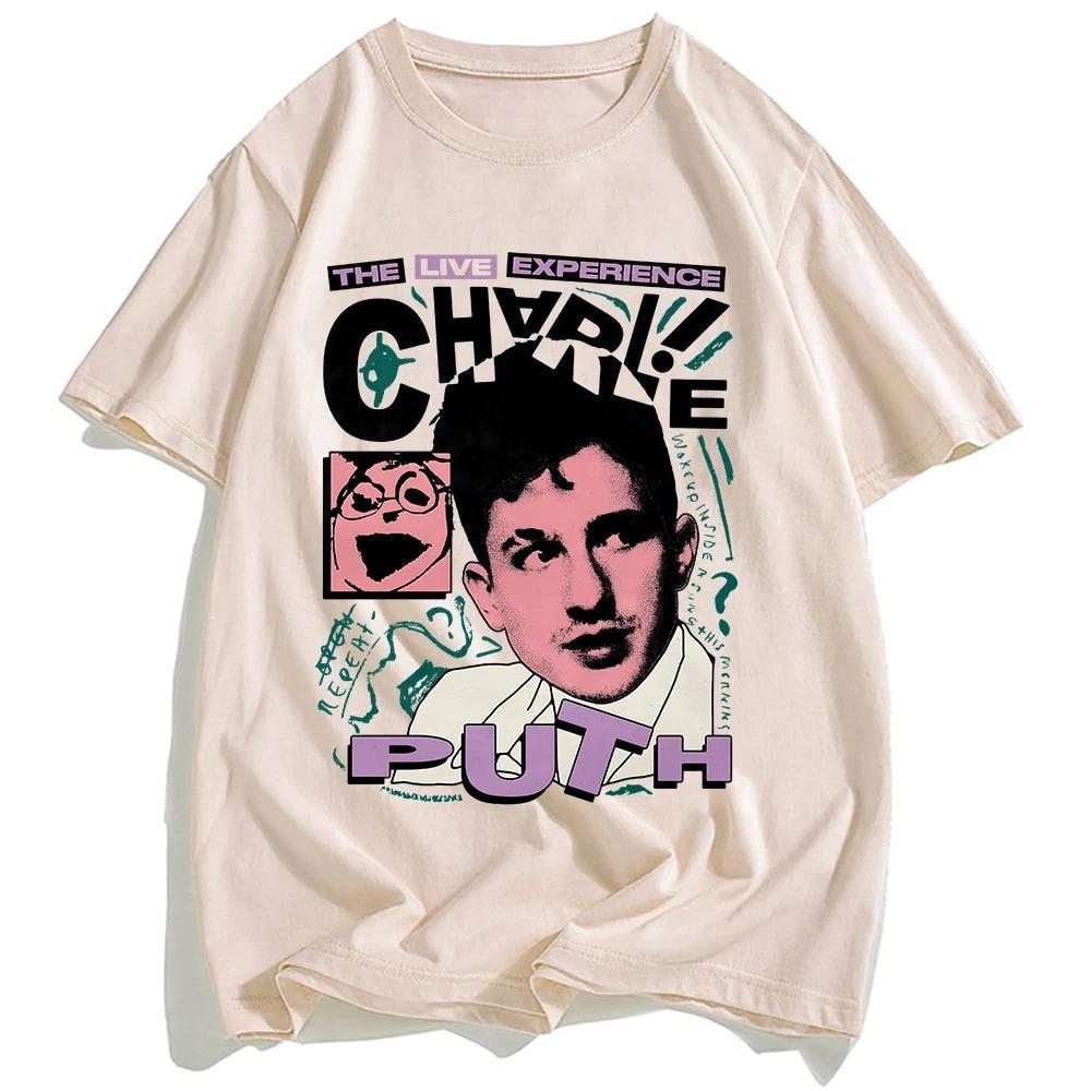 2026 Spring Summer Fashion Trendy Unisex Women Vintage Top Charlie Puth Live Experience Cotton Singer Patterned Print Streetwear S