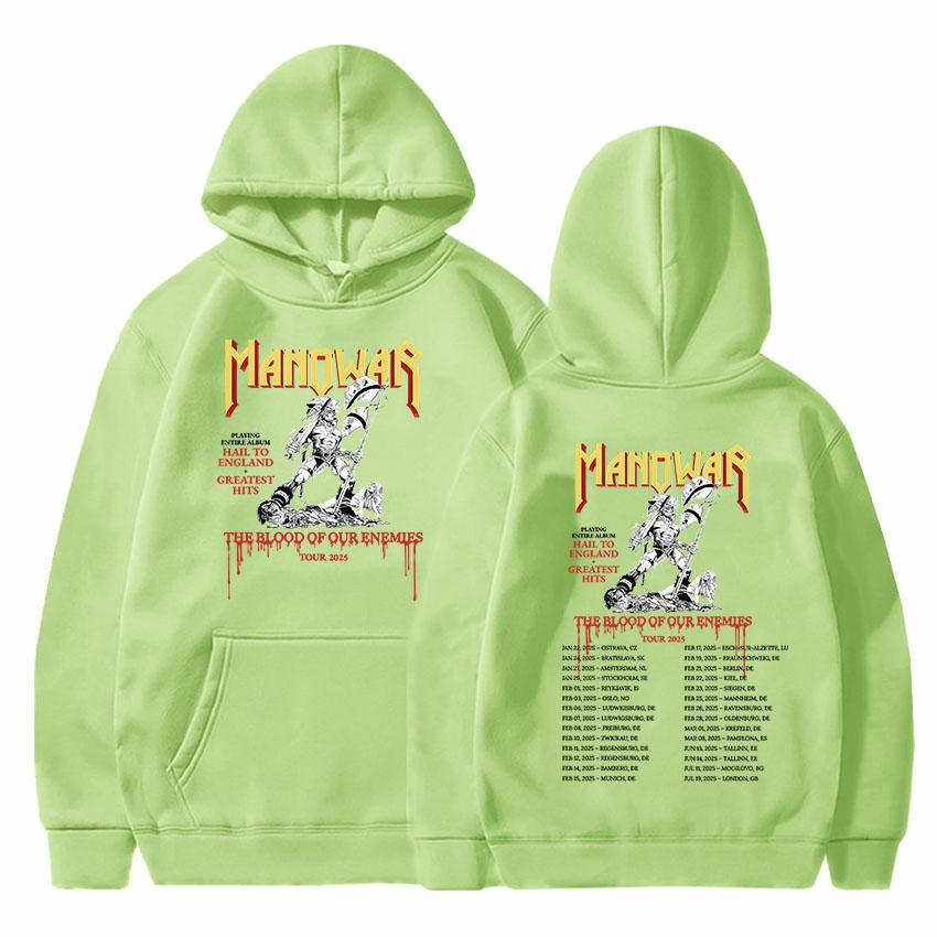 Manowar The Blood Our Enemies Tour 2025 Hoodies Winter Hip Hop Heavy Mental Band Sweatshirts