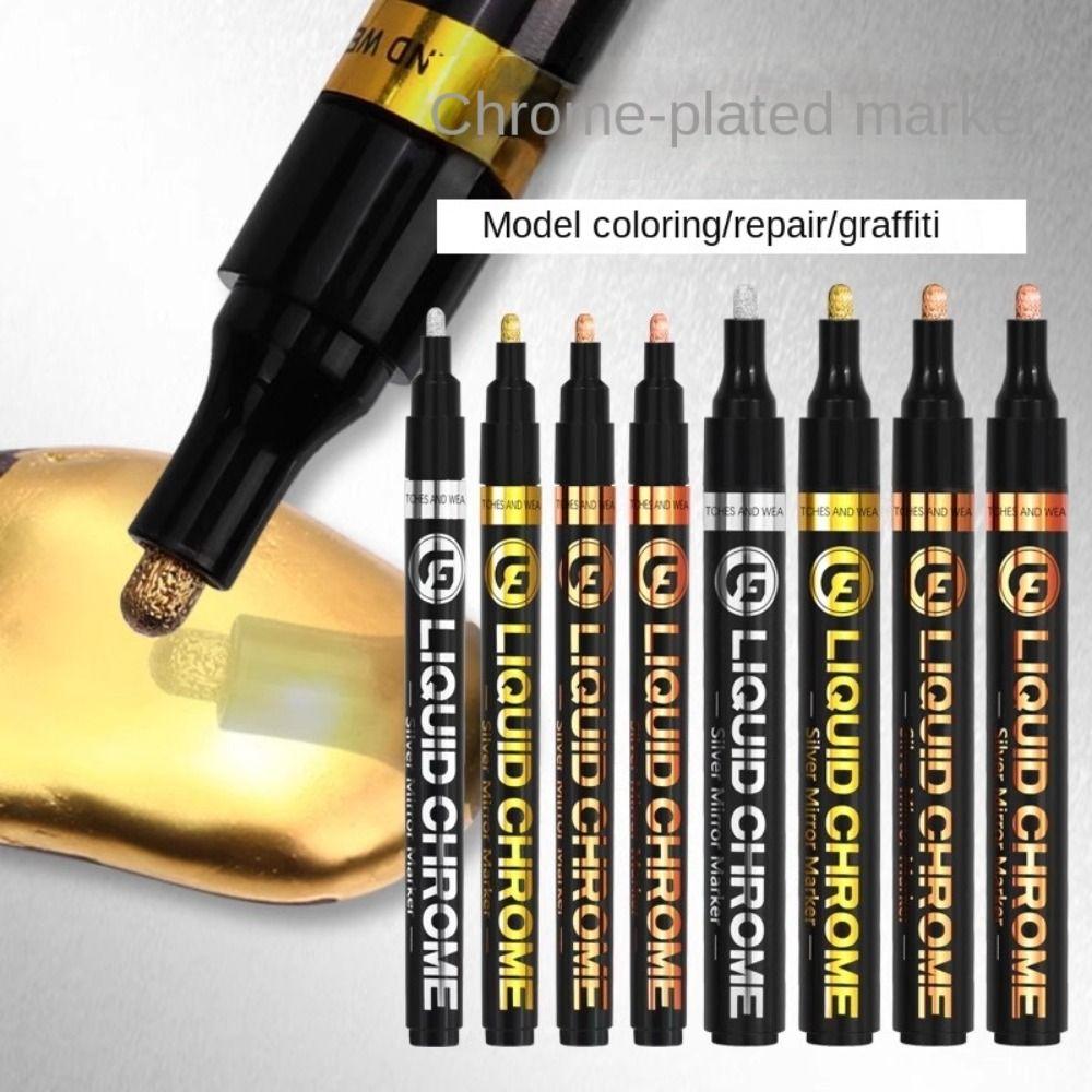 Graffiti Chrome Mirror Marker Pen Gold Silver Touch Up Marker Effective Reflective Paint Pen Car