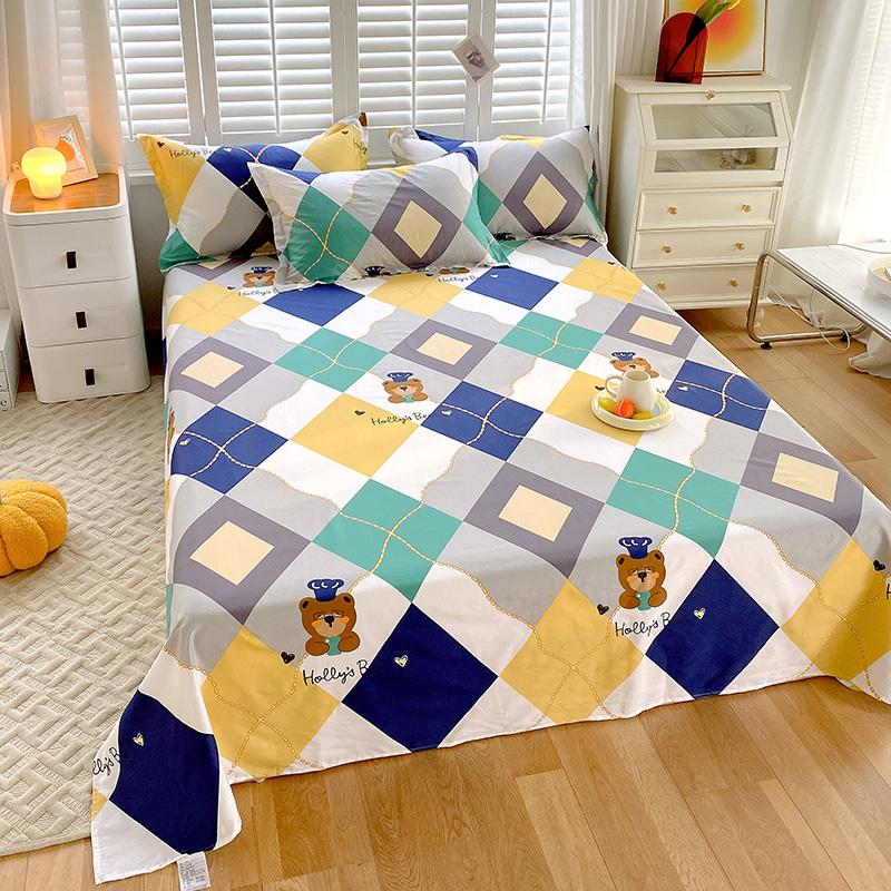 

Cotton Bed Sheet Plant Cartoon Printed Single Double Top King Sheets Pure Cotton Single Size Kids Bed Linen Practical Household Product 2 Pillowcase48x74cm