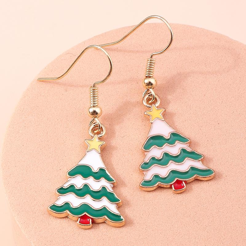 Fashion Merry Christmas Wreath Circle Hoop Earrings for Women Girls New  Party Festival Jewelry Gifts