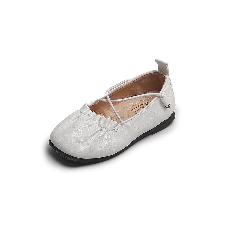 Girls Leather Shoes Princess Sweet Fashion Children's Flats Soft Ruffle Pleated Kids Dress Shoes Slip-on Spring Summer Prewalker