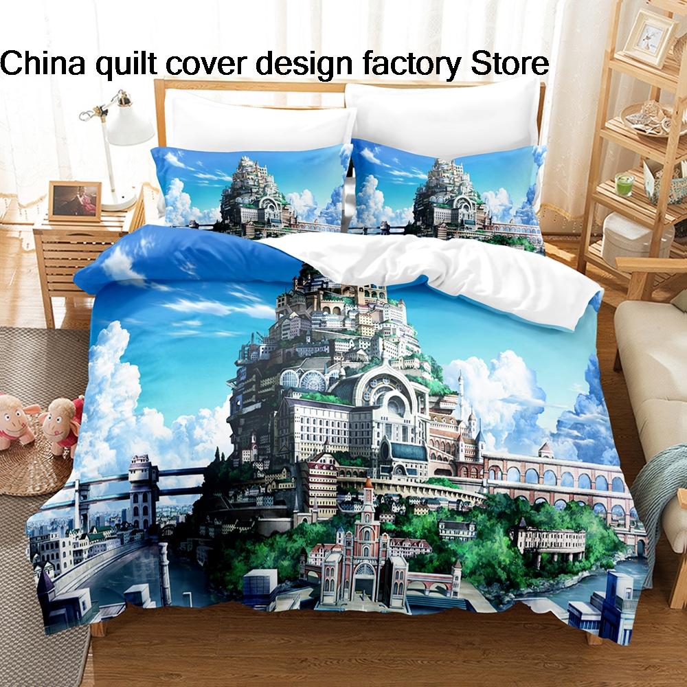 3Pcs Blue Exorcist Anime Bedding Set 3D Print Shonen Manga Duvet Cover Pillowcases For Teens Fans Room Decor Gift Bedding Set