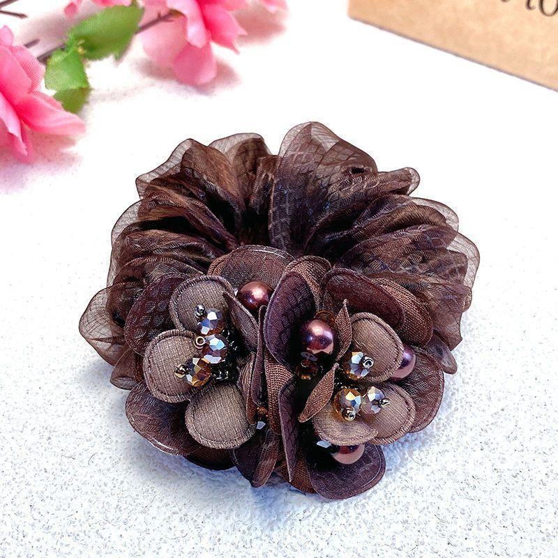 1PC Premium Sense Headband Head Flower Tie Hair Rubber Band Hair Accessories Double Mesh Disc Hair Large Intestine Hair Band