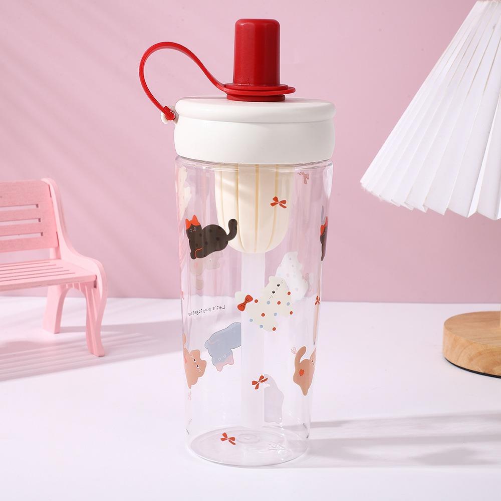 700ml Water Bottle Animal Plastic Cups Portable Straw Cup for Bubble Tea Coffee
