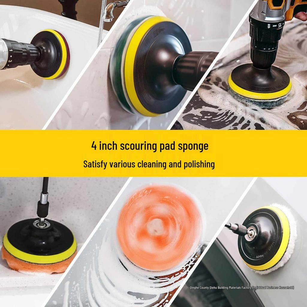Electric Drill Multi-Cleaning Brush Head for Household, Kitchen, Bathroom, Car, and Carpet with Long Handle