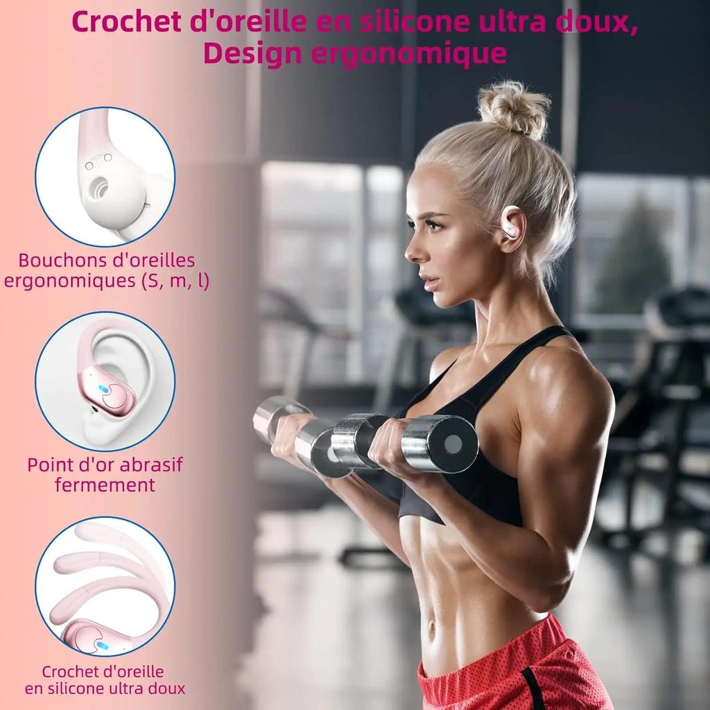 BX30 Bluetooth 5.4 Ohrhörer IPX7 Wasserdichte Kabellose Kopfhörer mit ENC Geräuschunterdrückung Mikrofon Tiefer Bass Für Sport Training Fitnessstudio