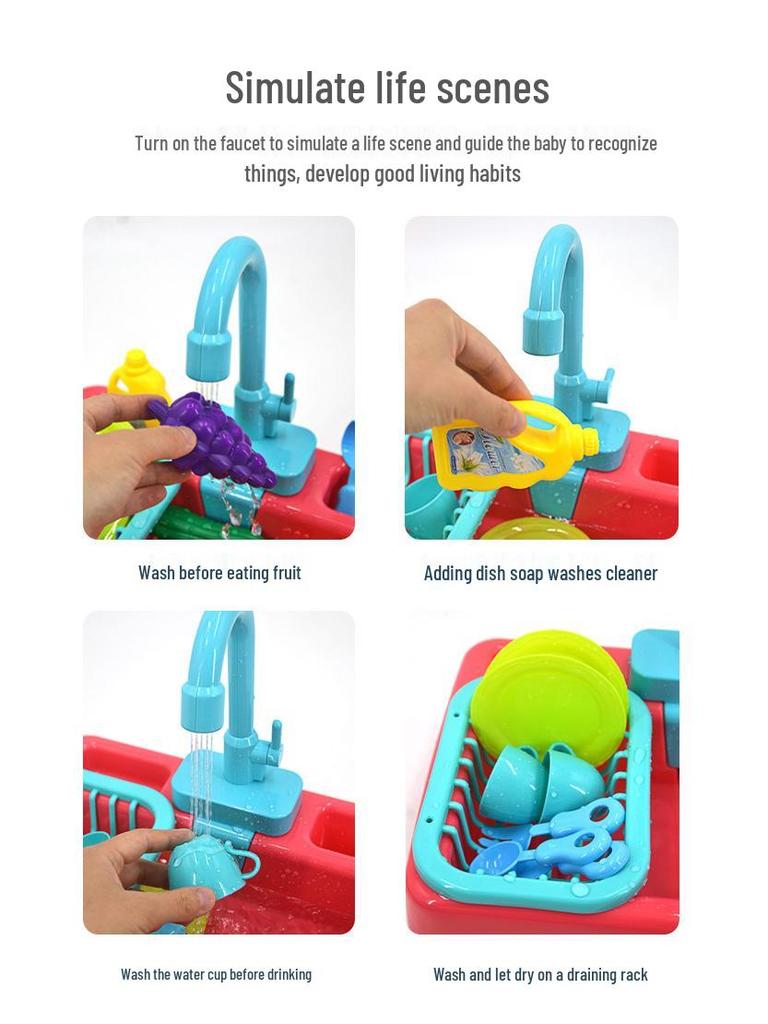 Automatisches Geschirrspülbecken-Spielzeug für Kinder mit zirkulierendem Wasser für die Spielküche