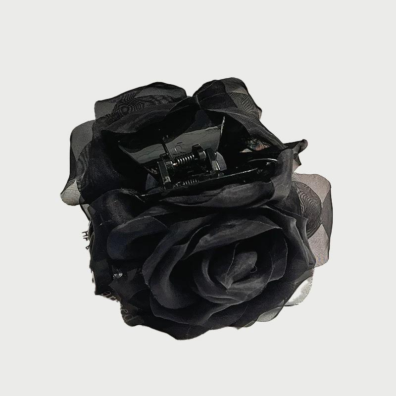 Double-sided Rose Flower Mesh Clip At The Back of The Head Shark Clip HeadwearHair Clip Hair Accessory