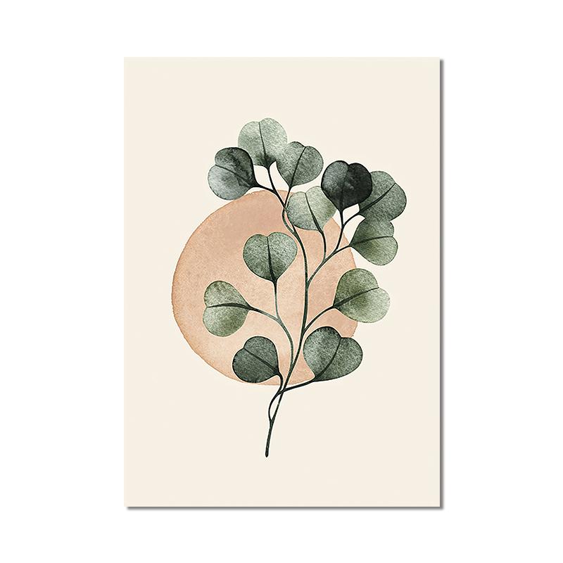 Cartaz de folha de planta boêmia, impressão de pássaros do sol, arte de parede abstrata, pintura em tela, imagens de parede para sala de estar, decoração moderna para casa