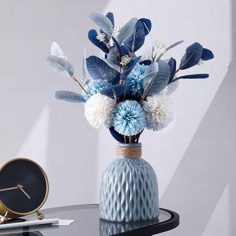 Nordic Ceramic Vase with Hemp Rope – Decorative Bottle for Living Room & Office