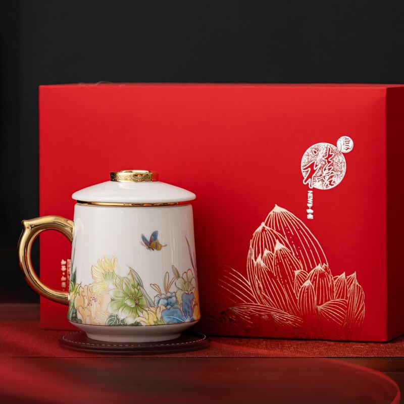 Dehua White Porcelain Tea Cup with Lid and Infuser