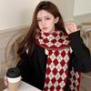 Red Scarf Women'S Winter Plaid Christmas Birthday Gift  Year Gift Knitted Wool
