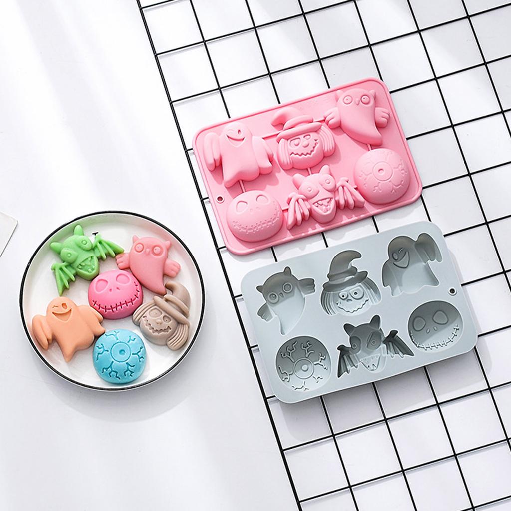Silicone Candy Molds Chocolate Molds Cake Molds 6 Cavity Non-stick Silicone Baking Molds for Halloween Gifts Cake Deco