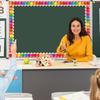 1Roll Self Adhesive Rainbow Pencil Edge Stickers Chalkboard Bulletin Board Border Paper 3Inch Border Classroom Decors