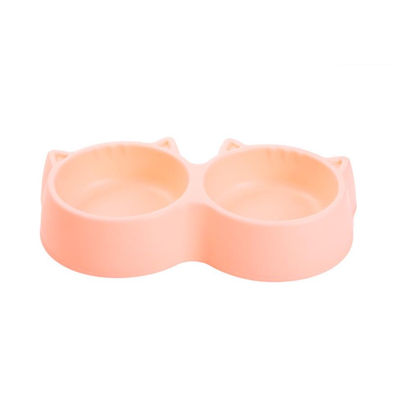 Dual Cat and Dog Bowl Set: Integrated Food and Water Pet Tableware розовый