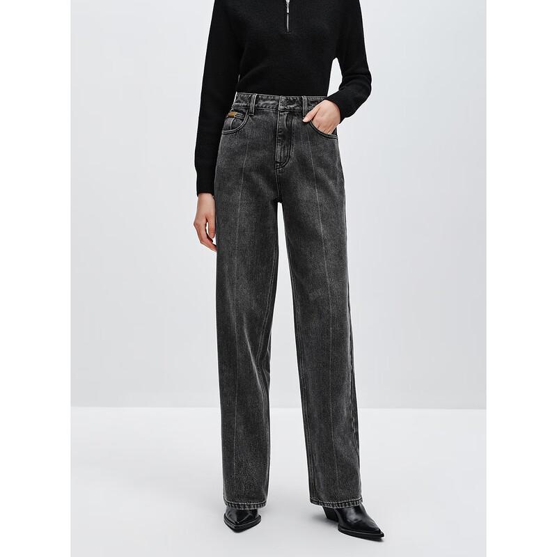 Taipingniao Women's Retro High-Waist Wide-Leg Straight Jeans