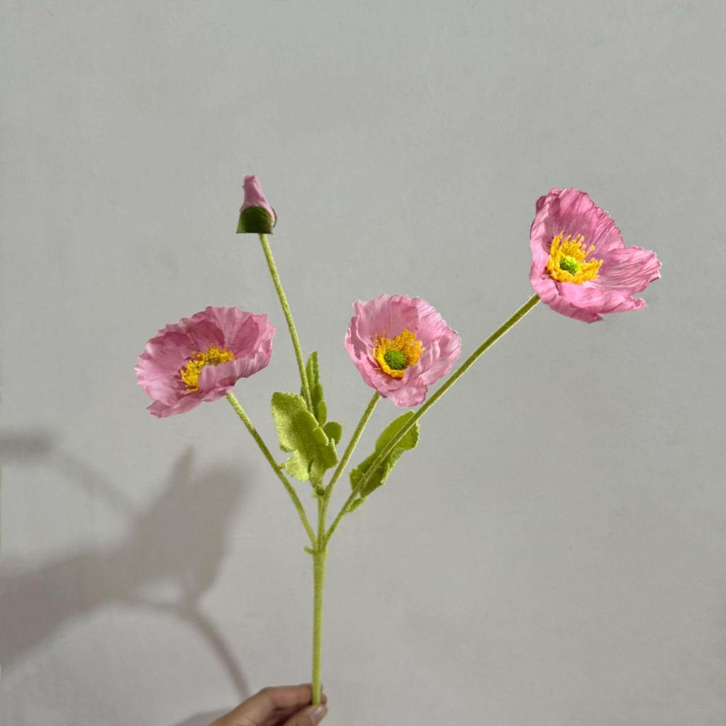 High-End Realistic Poppy Silk Flowers for Wedding and Home Decoration