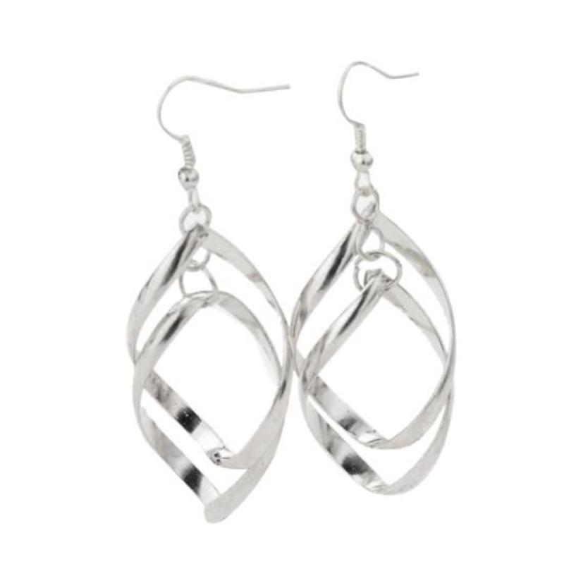 

Elegant Spiral Linked Water Drop Dangle Earrings for Parties срібний