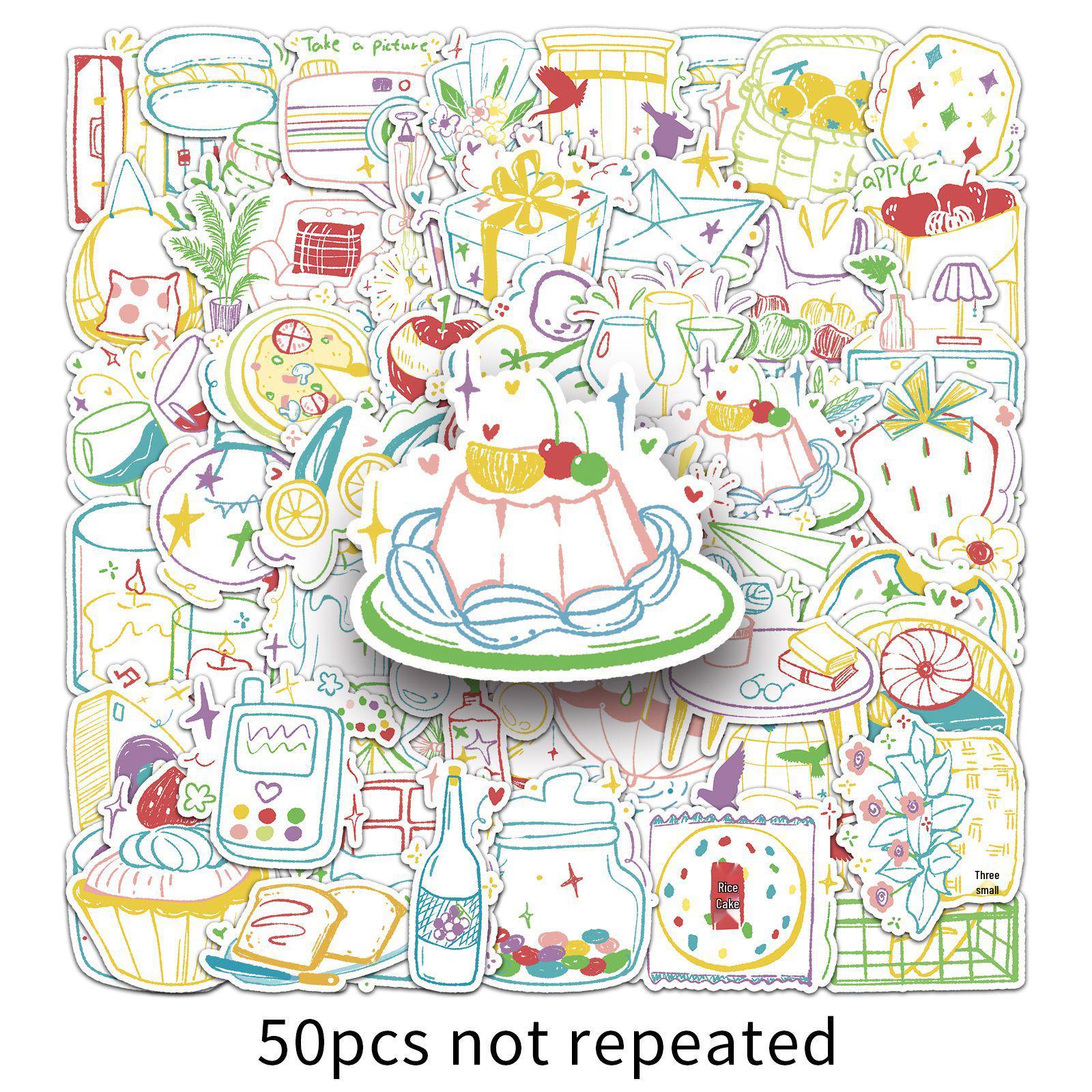 50 Original Leisure Time Cartoon Stickers: Hand-Drawn Waterproof Decor for Phone, Water Bottle, Stationery