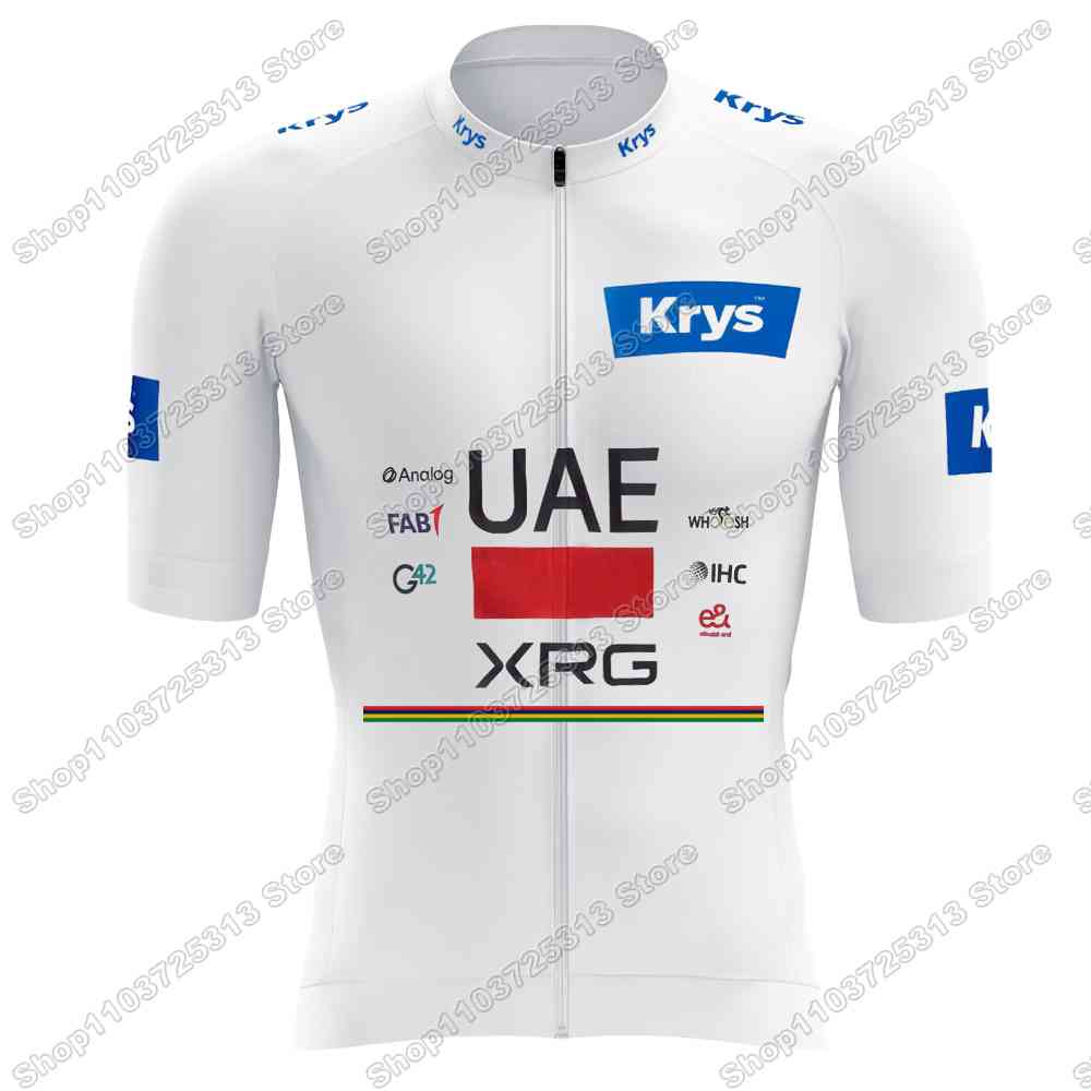 Team Radsporttrikot Set Tadej Pogačar Radsportbekleidung Gelb Grün Rot Gepunktet Weiß Rennrad Trikot Trägerhose