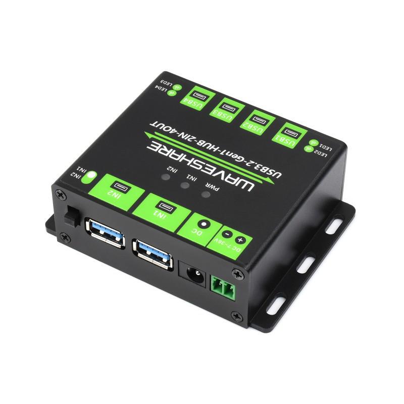 Industrial 4-Port USB 3.2 Hub with Dual Host Sharing & Multi-Protection Circuits - 2-in-4-out Module 4-Port USB 3.2 Hub