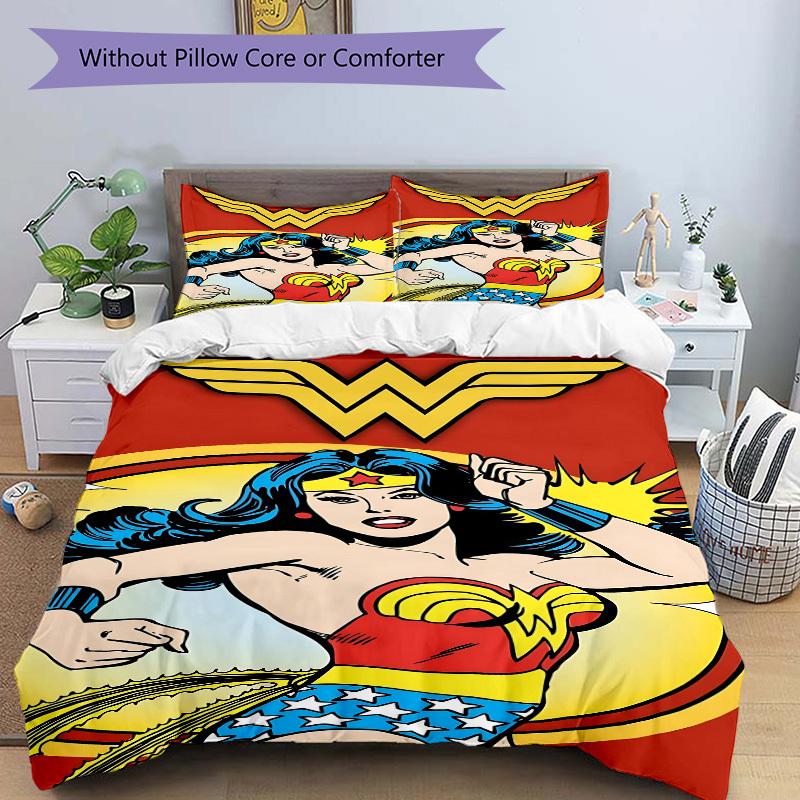 3pcs Wonder Woman, Superhero Cover Set,Soft Comfortable Duvet Cover,Guest Room (1*Duvet Cover + 2*Pillowcases, Without Core) yy251024052
