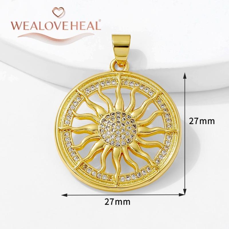 18K Gold Plated Brass Metal Cubic Zirconia Sun / Cross / Horseshoe / Chili Pepper / Wings Pendants Charms For Jewelry Making