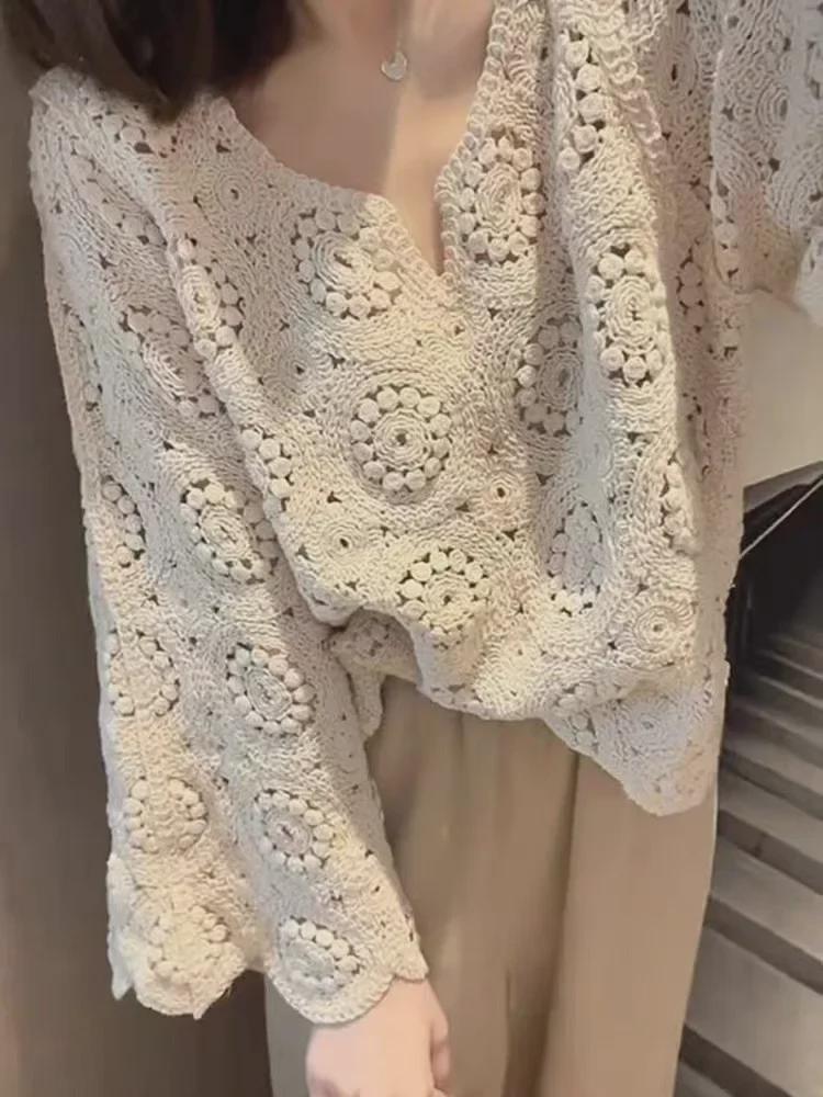 2023 Autumn Gentle Style Lace Shirt & Midi Skirt Set for Women