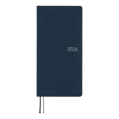 Hobonichi Techo 2026 Weeks MEGA Colors/Cosmo Blue, January Start, Weekly Planner, Left, Slim Vertical, 215 Pages, Grid Memo