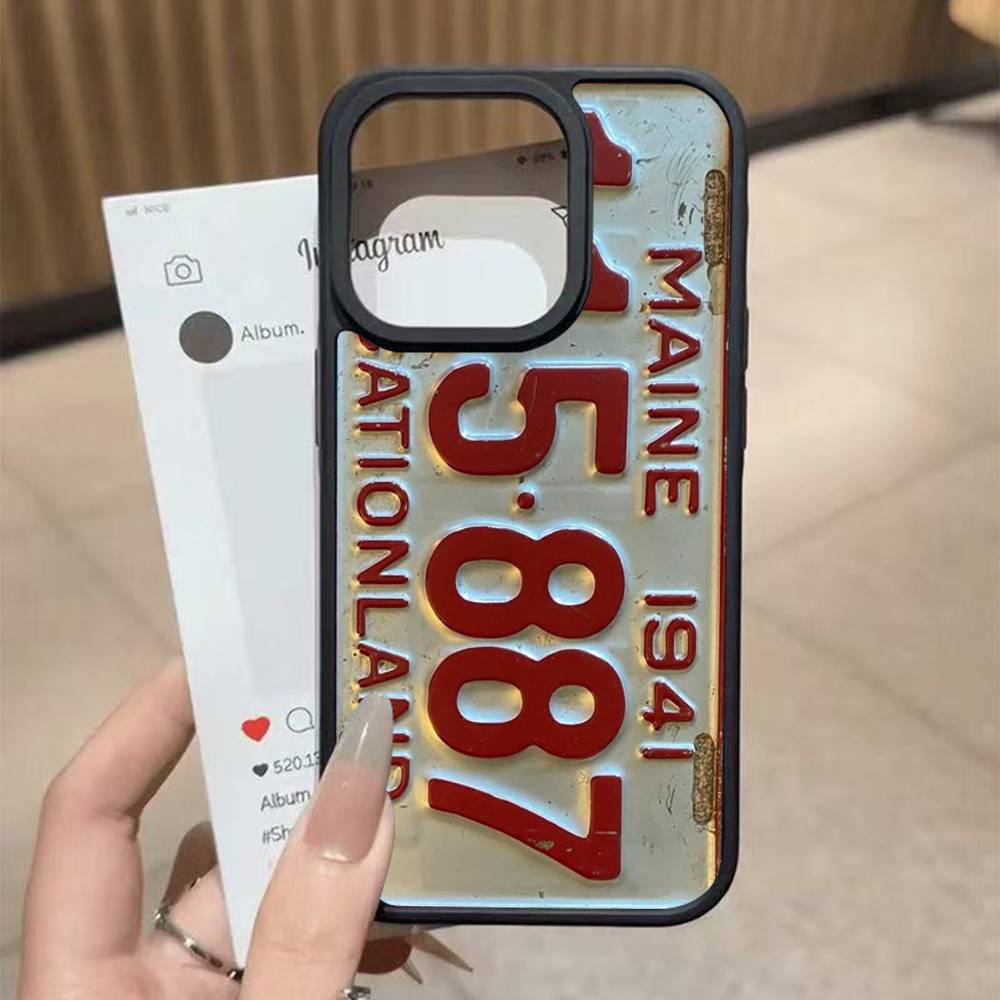 Retro Vintage License Plate For Iphone 11 12 13 14 15 Pro Max 17 16 Plus Hard PC+TPU Back Cover