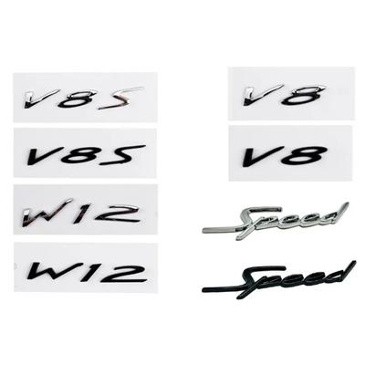 1 pièce Autocollants logo logo V8 V8S W12 pour voiture pour Continental GT Flying Spur Bentayga logo d'aile latérale modification marque de coffre arrière