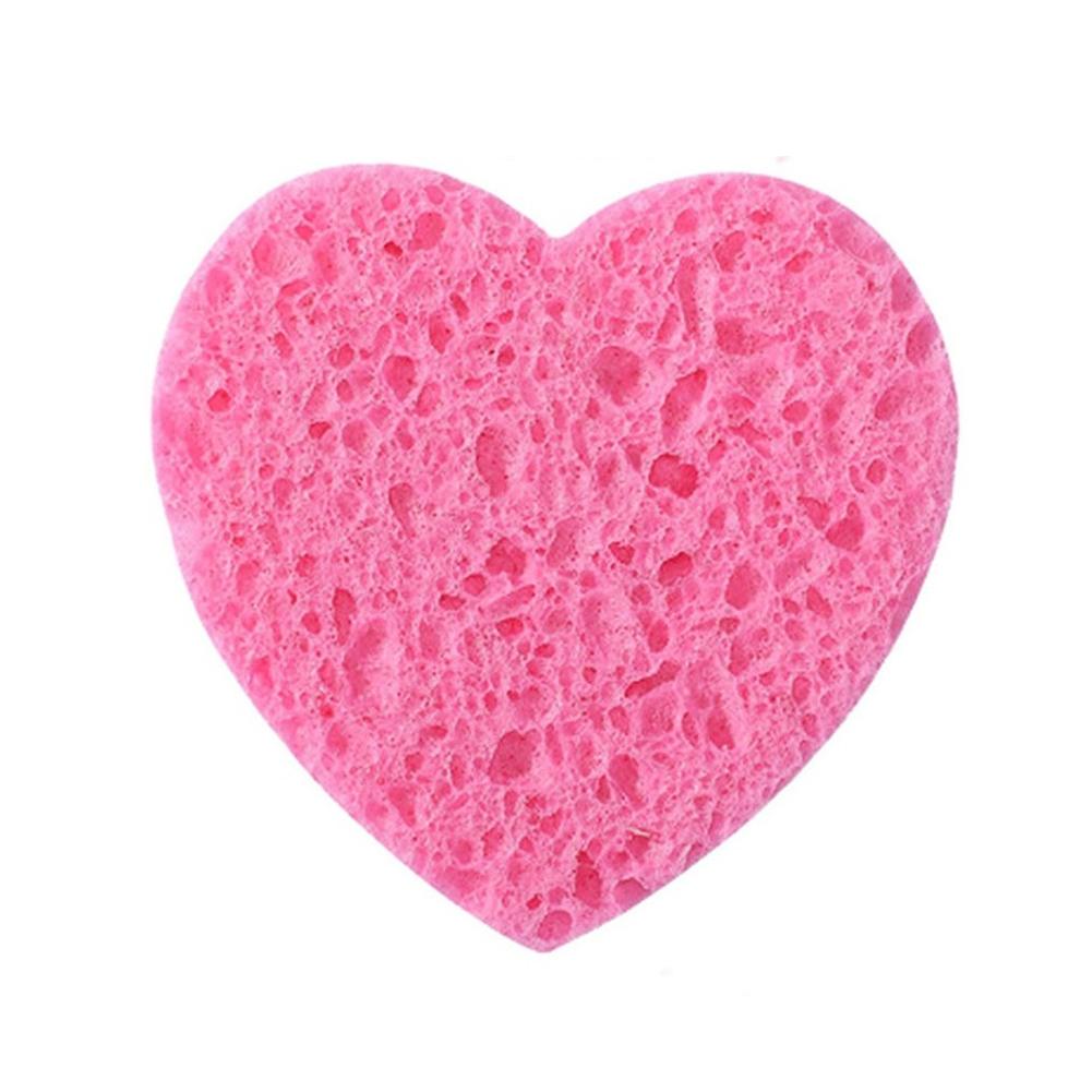 Compressed Facial Cleansing Sponges Heart Shape Natural Face Wash Sponges Pads Soft Absorbent Cleansing Tools Portable Facial