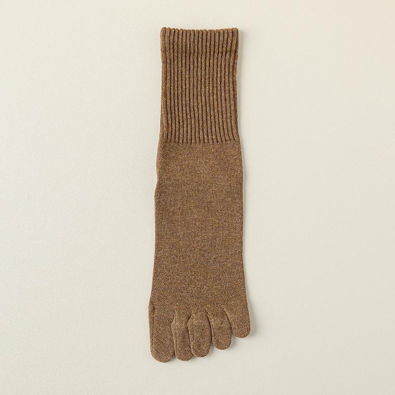 Chaussettes mi-mollet à cinq doigts pour hommes - Anti-odeur, Absorbantes la transpiration, Sans couture, Anti-boulochage, Pur coton, Automne/Hiver.